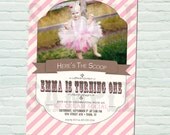 Printable Ice Cream Social  Birthday Party Invitation for Little Girl