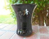 Tenmoku Black/Brown Star Cut-Out Vase