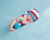 Newborn Pixie Striped Sleeping Stocking Cap Dr Seuss Inspired  Photo Prop 0-12 Months