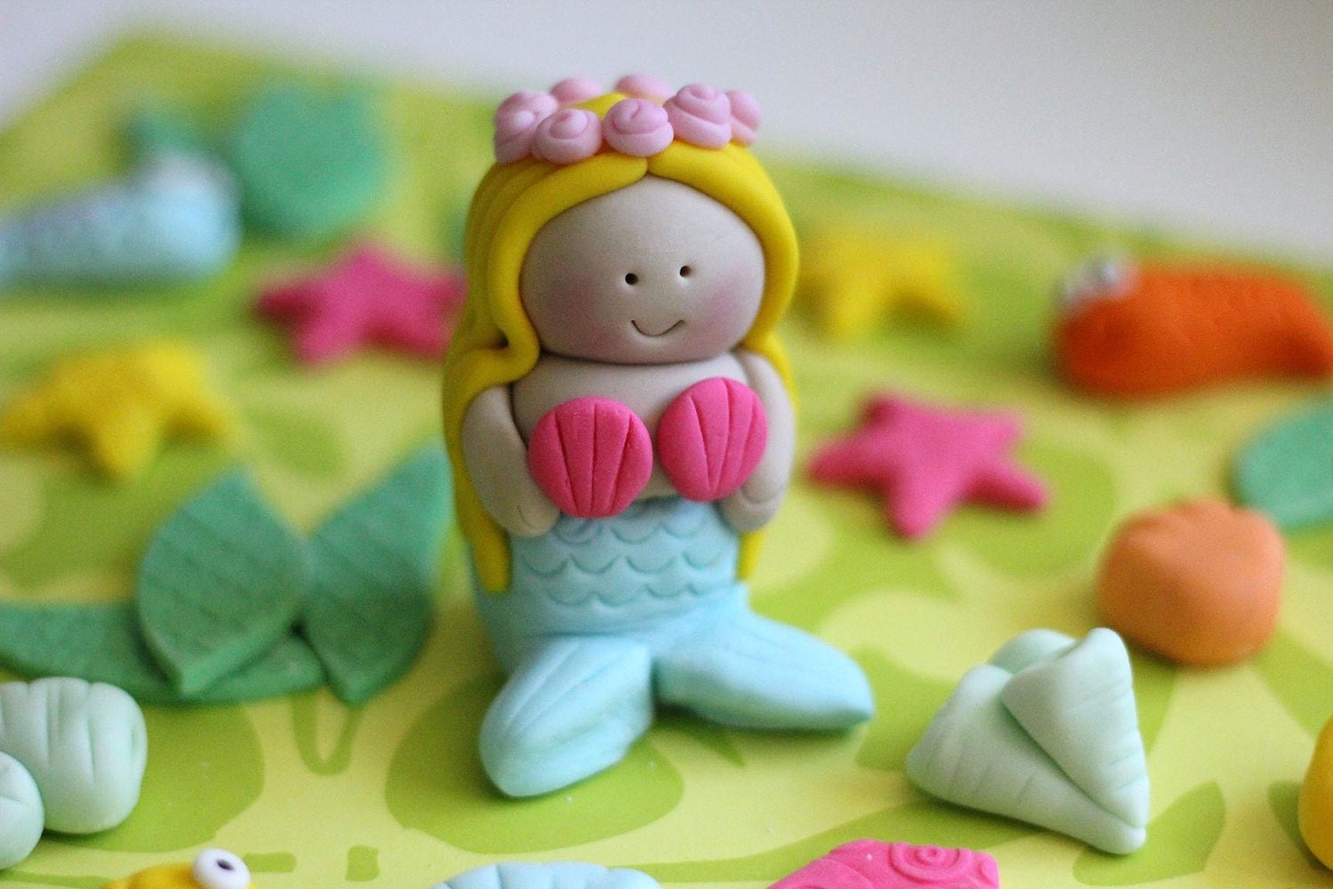 Whimsical 3D Fondant Mermaid Cake Topper
