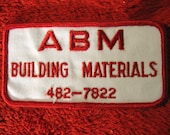 Fabric Patch ABM Building Materials Embroidered Patch Fabric Badge White With Red Construction Industry