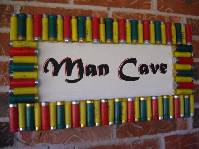Man Cave Sign Shotgun Shells Hunting Room Decor Upcycled