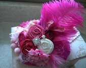 Vintage Ballerina - Mini top Hat Fascinator, special headpiece  in Pink, red and ivory for Tea parties, special occasions, Photography Prop