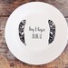 Personalized Wedding Plate - Hand Illustrated feathers and name personalization