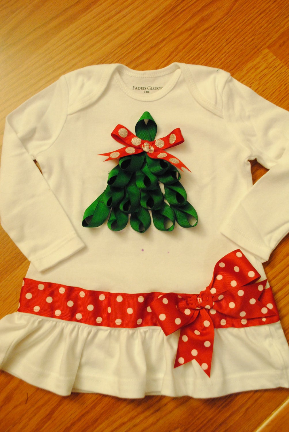 Baby or Child Ribbon Christmas Tree Shirt Dress