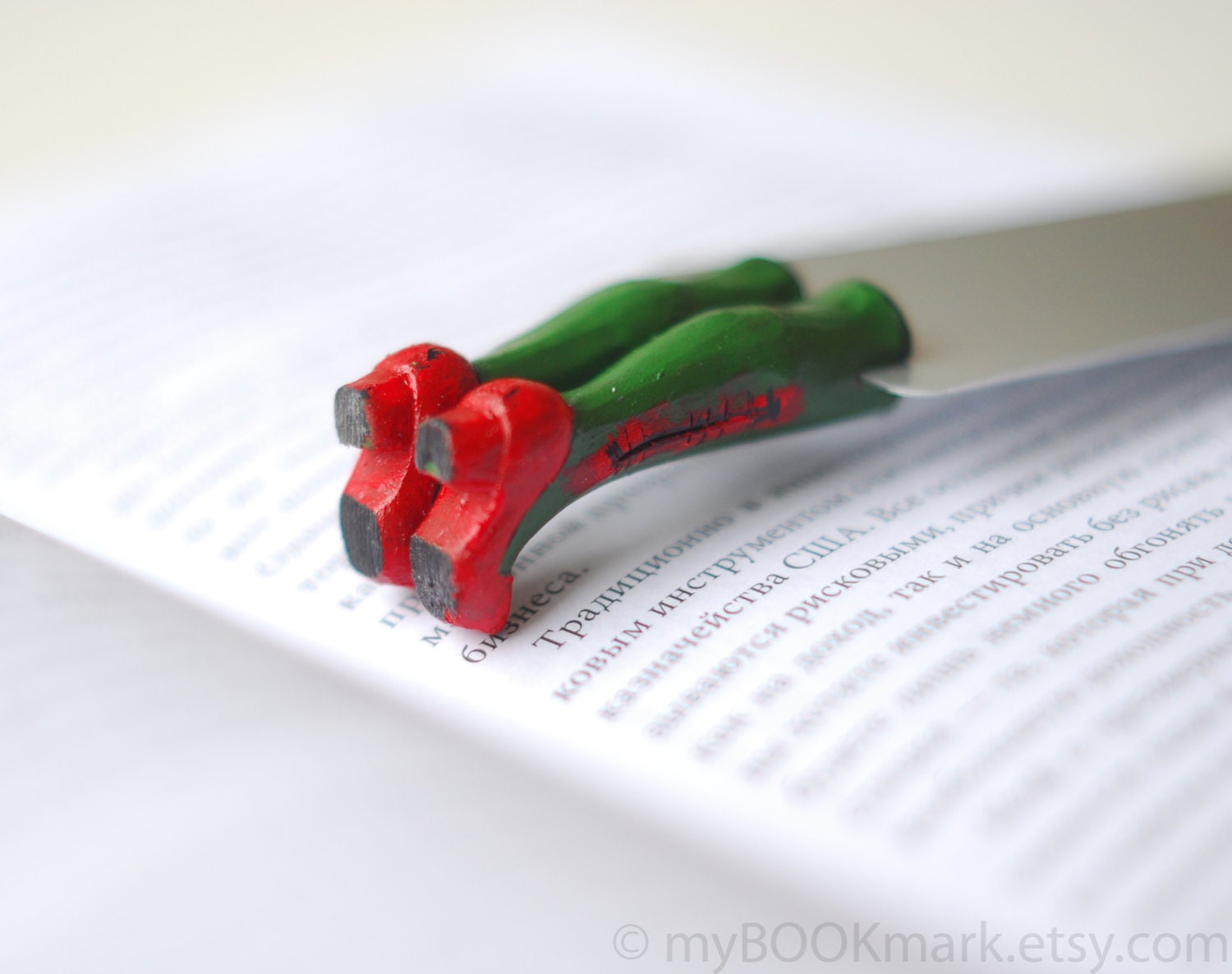 Zombie Legs in the book. Unusual  bookmark. Funny green children gift. Red  for kids, for her, for him, all.