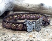 Fly Away, Amethyst Gold Beaded Leather Wrap Bracelet, Friendship Bracelet, Chan Luu