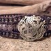 Beaded Leather Cuff Bracelet, Amethyst Stone Luster,  Beaded Leather Wrap Bracelet, Shabby Chic