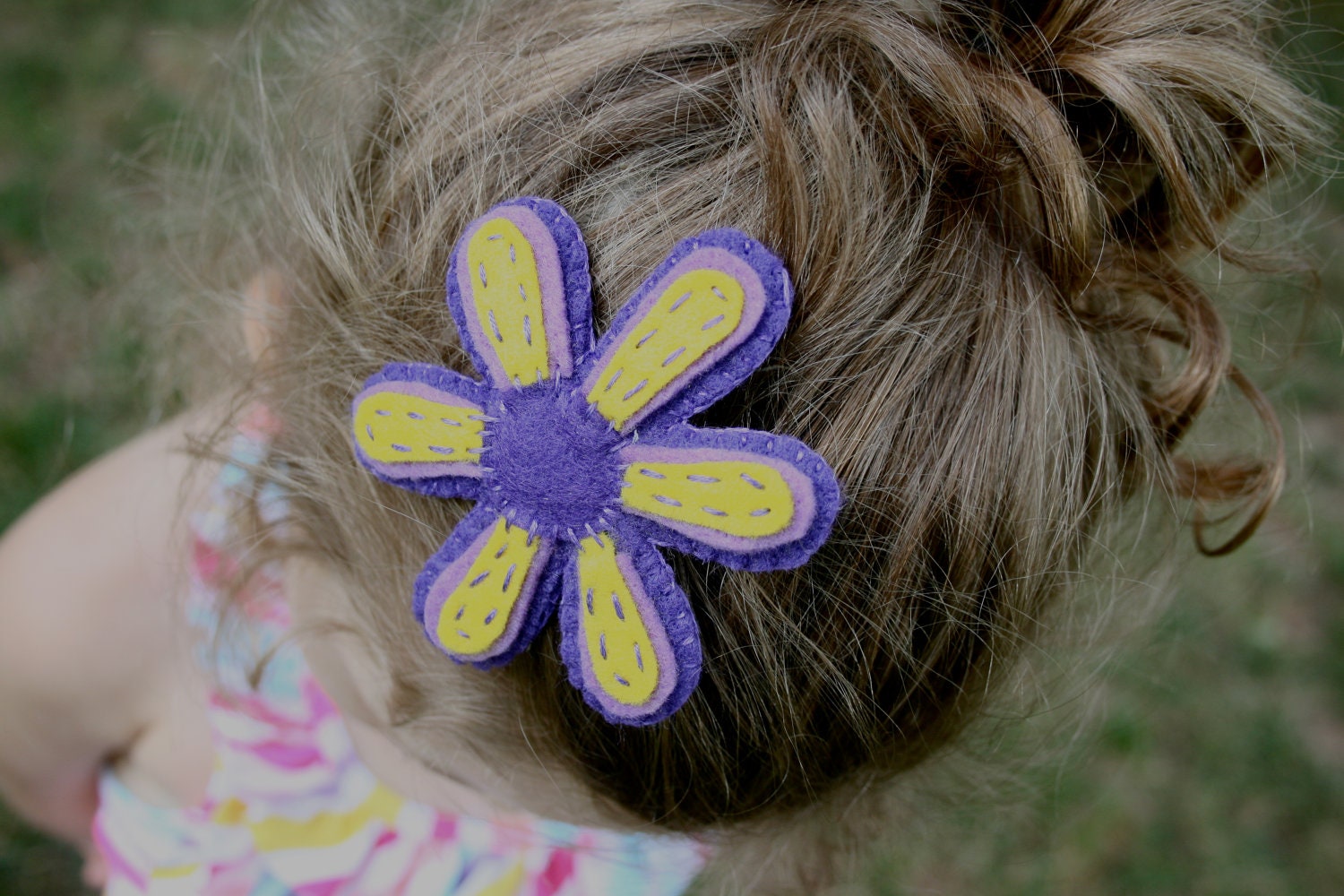 Purple Flower Felt Clip