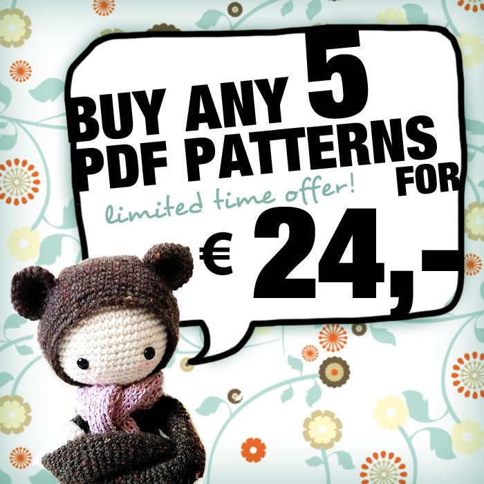 5 PATTERNS special DEAL - any 5 crochet patterns for 24,- Euro