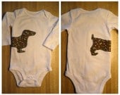 Dachshund Wrap-around Applique on White Bodysuit
