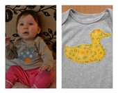 Duck Applique on White Bodysuit