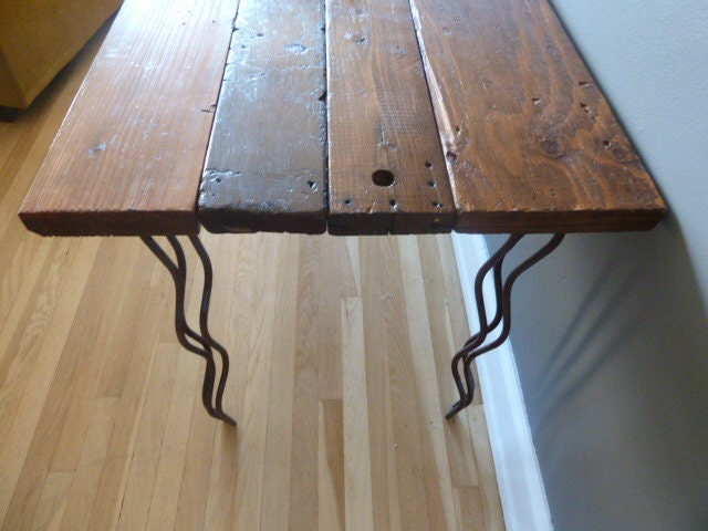 RESERVED Reclaimed Wood Desk with Curvy Hairpin Legs