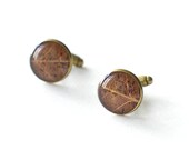 Real Leaf Cufflinks - brown unusual resin cuff links - Siberian pear