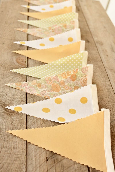 Morning Sun- Vintage Bunting Banner with 12 Flags