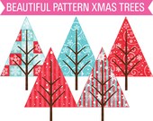 Buy 2 Get 1 FREE Clip Art Winter Wonderland Snow Patterned Christmas Trees Snowflakes Clipart Commercial Use Instant Download Il_170x135