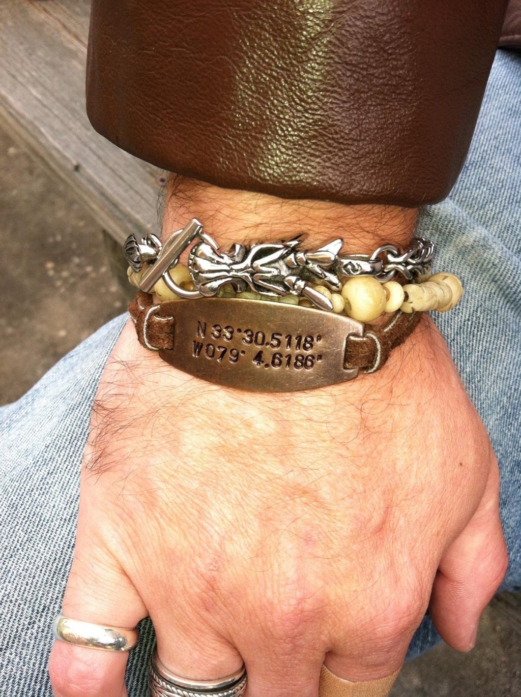 GPS Coordinate Bracelet Men's Jewelry Latitude Longitude Bracelet Wedding Gift Fathers Day Jewelry Mothers Day Bracelet