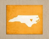 North Carolina State Art Silhouette Map Personalized Print