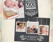 PSD Christmas Flat Card Photoshop template - Peaceful news - E528