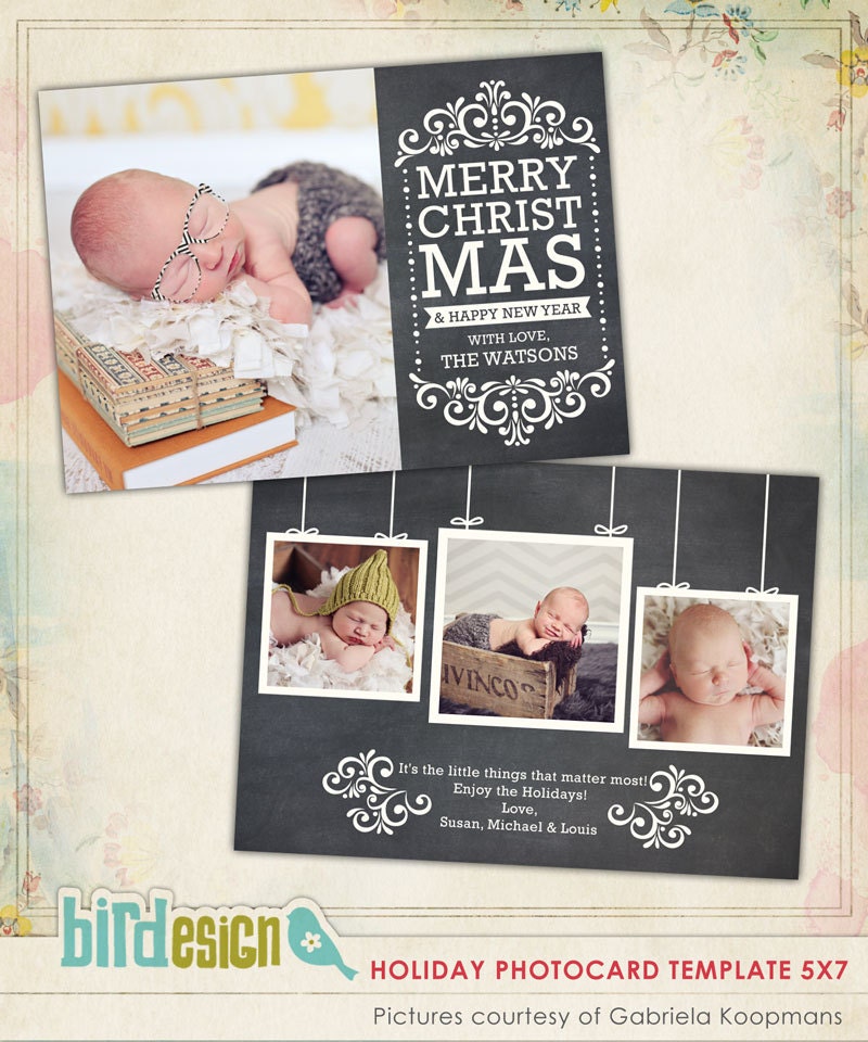 PSD Christmas Flat Card Photoshop template - Peaceful news - E528