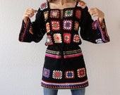 Crochet dress tunic hippie gypsy jumper sweater patchwork retro glamour-flower power vintage look-handmade crochet design- made to order