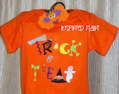 Children's Custom Applique Halloween Embroidered Shirt or Onesie- Baby Halloween Onesie- Toddler Halloween Shirt- Boys & Girls Halloween