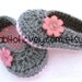 Easter Baby Infant Girl Shoes / Slippers / Booties - Pink & Grey, Flower - YOUR choice size - (newborn - 12 months) - photo prop - clothing