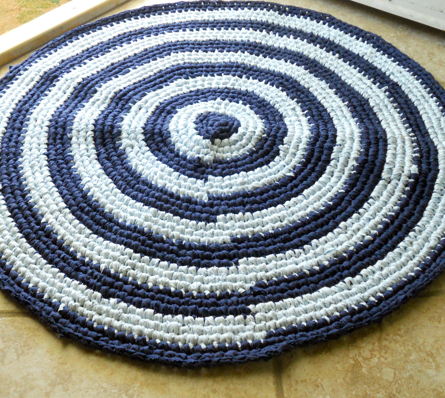Shades of blue rag rug
