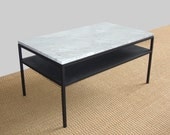 Carrara Marble Topped Steel Table with Extra Shelf