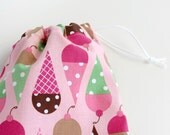 Ice Cream Party Favor Bags / Birthday Goody Bags / Fabric Goodie Bags / Cone Treat Bags / Cloth Gift Bags / 6.25 x 9.5 inches / Set of 5 Il_170x135