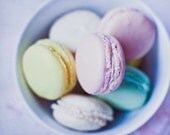 Food Photography - Kitchen Art - Macarons - Nursery - 8x10 Fine Art Photography Print - Pink Purple Home Decor