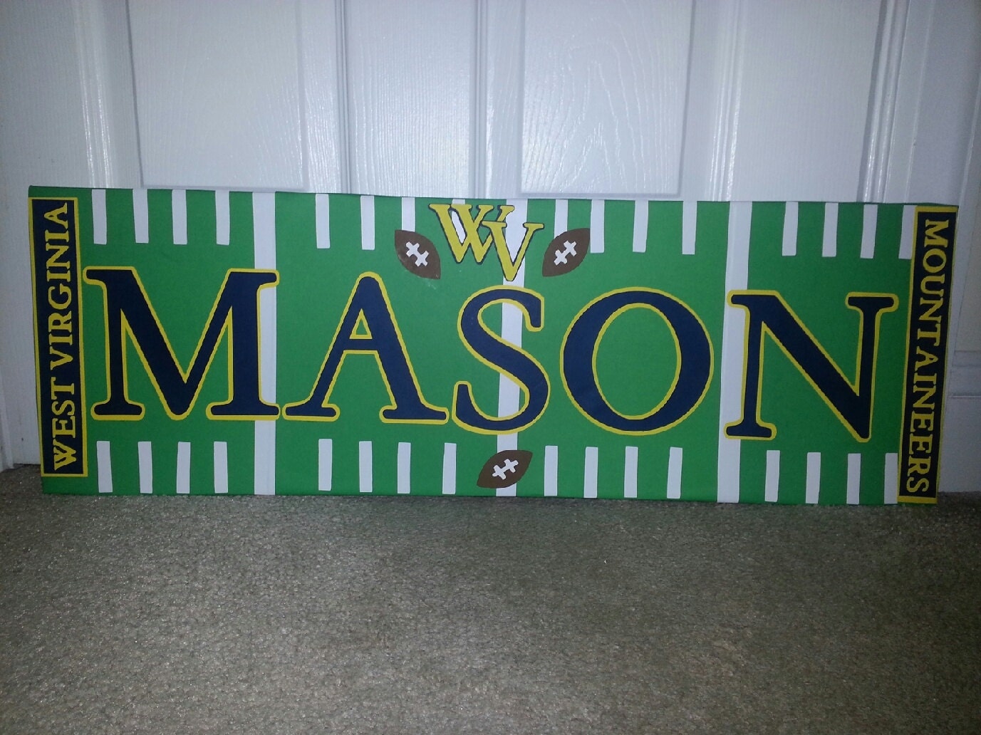 West Virginia University Personalized name sign football theme