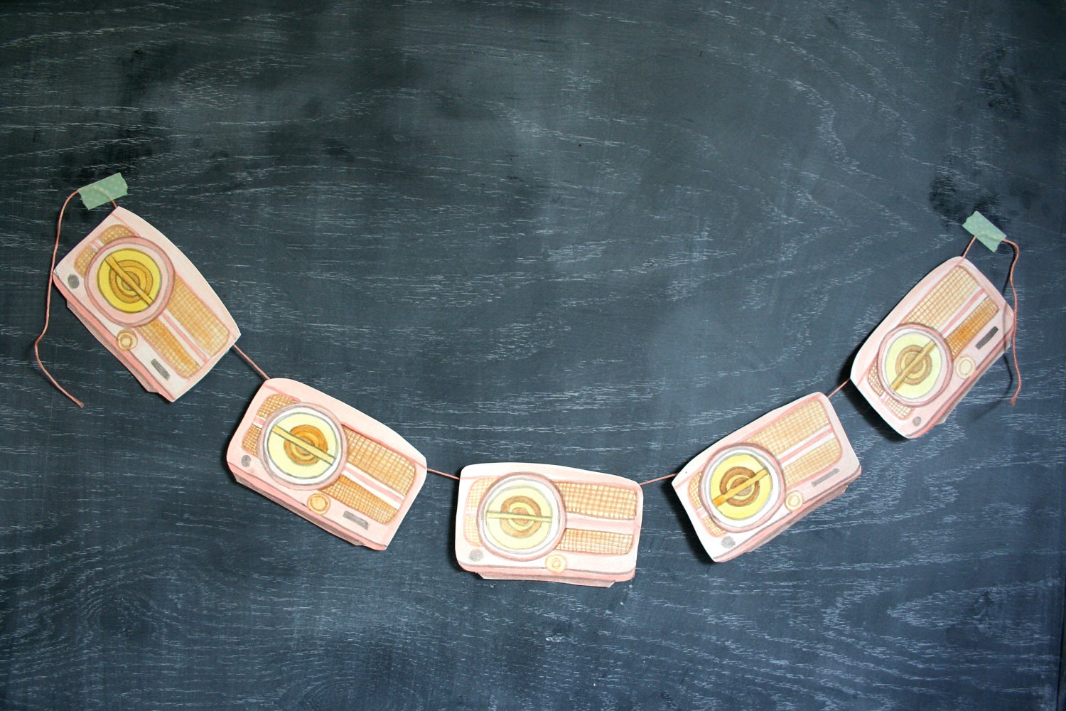 Hand Painted Radio Garland, Coral