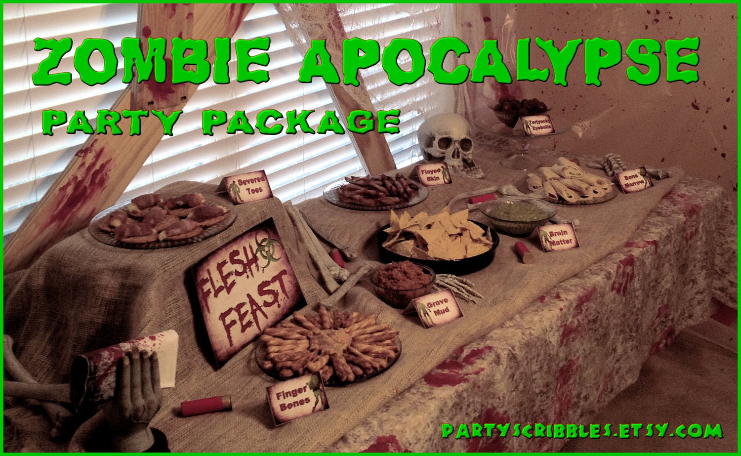 Zombie Apocalypse Party Package Printable DIY with Banner and Favors for the Walking Dead, Warm Bodies, World War Z Il_170x135