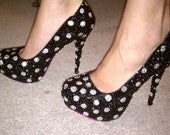 CUSTOM Hand Made Womens Christian Louboutin Style Rhinestone High Heel Shoes W Pink Painted Bottoms