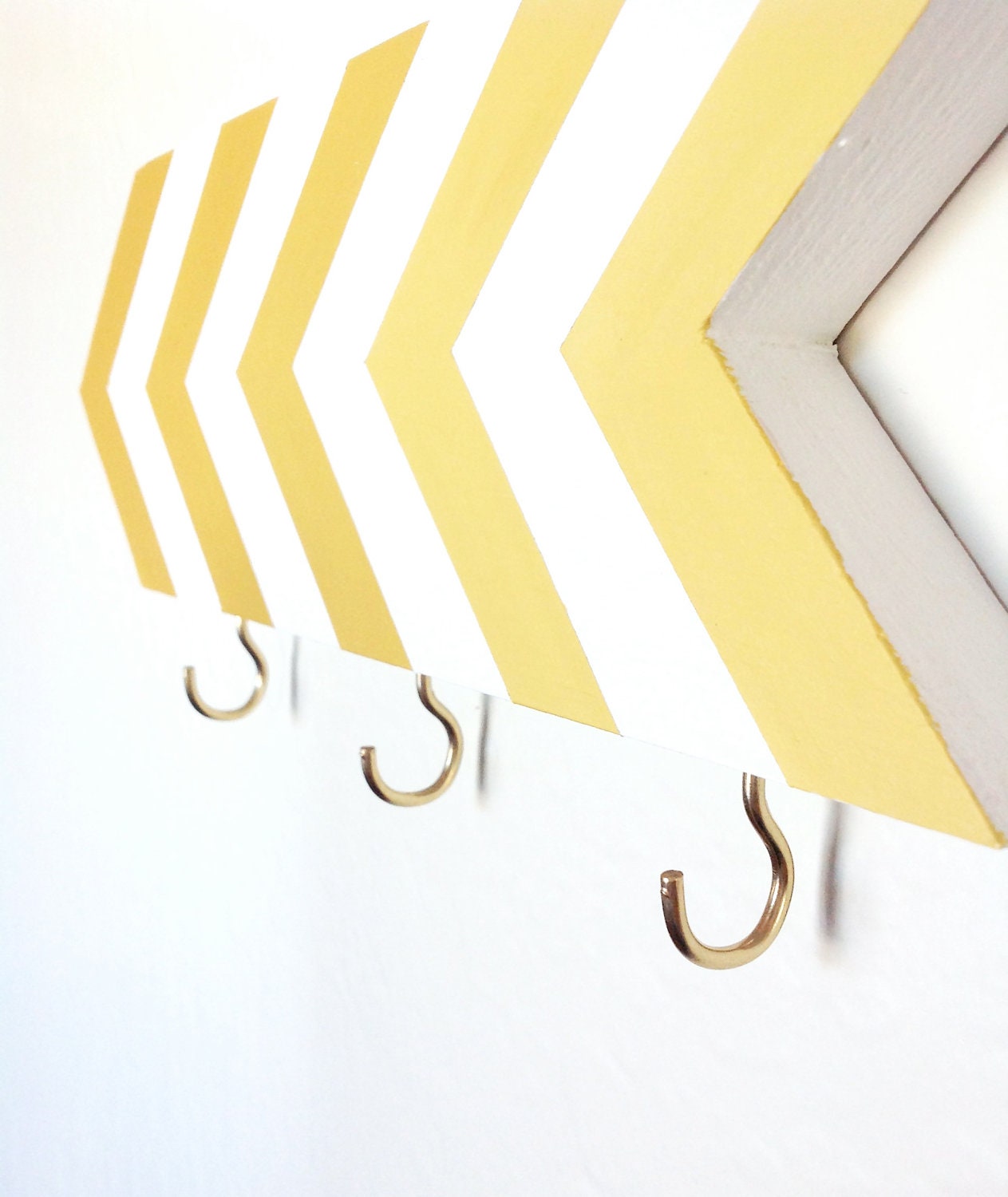 Chevron wall hook - honey mustard yellow gold - arrows - ombre gradient - entryway organization - key hanger - geometric - autumn colors