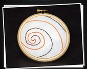 SALE Hand Embroidered Fabric Wall Art. Autumn Winds, Original Piece. 5" Wooden Hoop