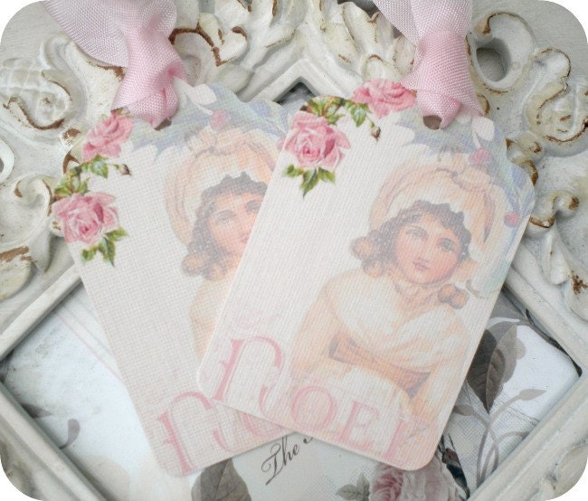 Noel Girl Cottage Shabby Chic Tags - Vintage Inspired - Set of 6