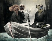 The Sea Dogs - Vintage Dog 5x7 Print - Anthropomorphic - Altered Photo - Whimsical Art - Photo Collage Art - Quirky Dog Print