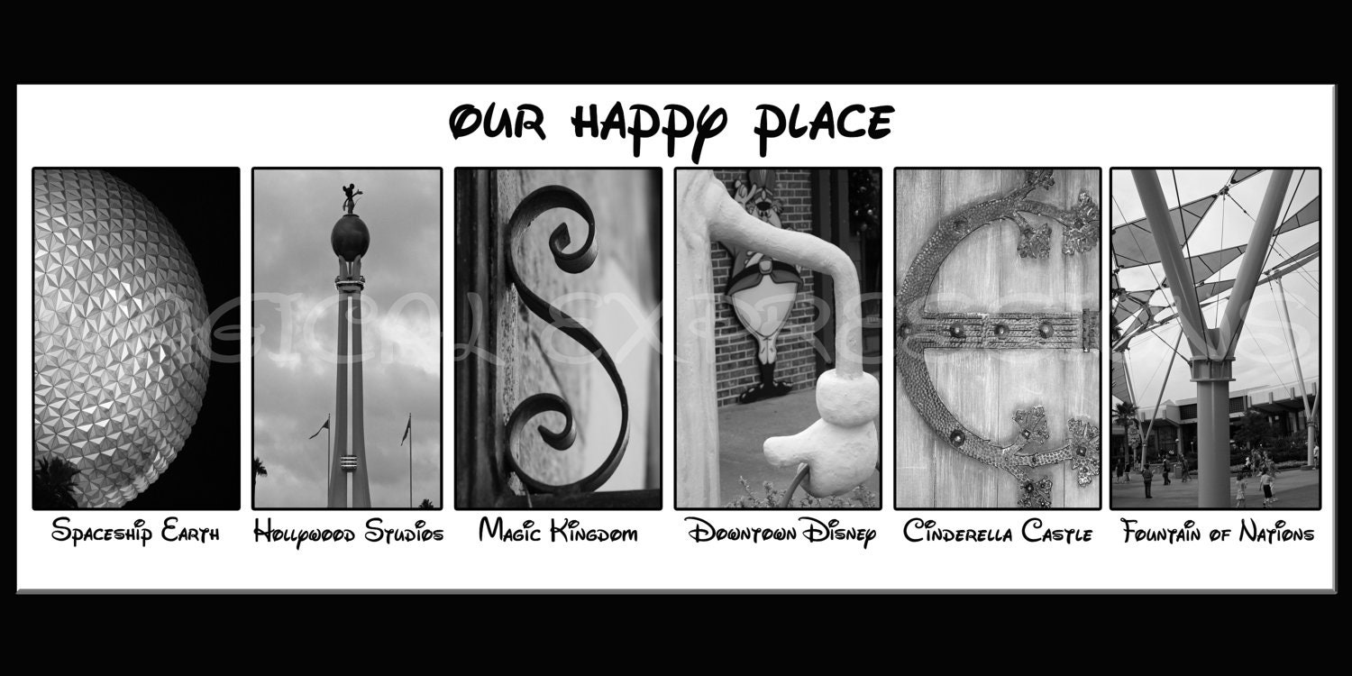 DISNEY Art Print - Our Happy Place - The Ultimate Disney Fan Gift 10 by 20