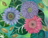 Bold Floral Collage 2 Mixed Media Original Painting