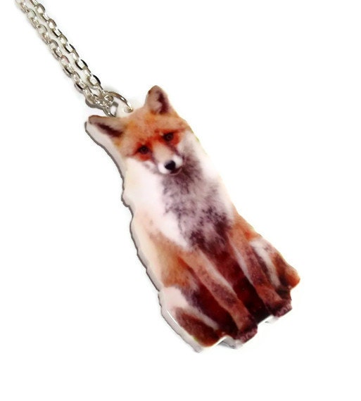 Fox Photo Necklace, Kawaii Woodland Animal Laser Cut Pendant