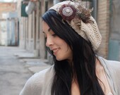 Feather Hair Clip Brooch -- Blue and Silver