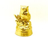 gold owl figurine  //  kitsch decor, owls, metallic decor, vintage owls, chic, mod, upcycled, ceramic figurines