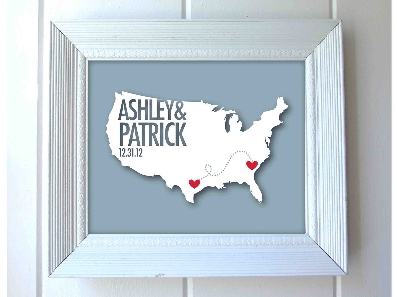 USA Wedding Love Map, 8x10 Fine Art Print