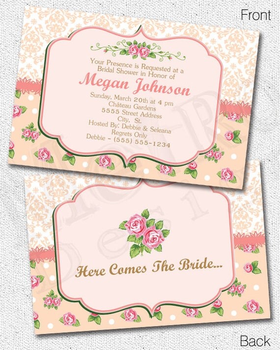 Shabby Chic Bridal Shower Invitation - Digital File - by Metro Events/Metro-Designs Il_570xn
