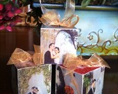 Three Custom Color Wedding Photo Blocks Ornament or Door Hangers