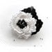 Crochet Beaded Brooch - Cotton Corsage Brooch Black White Flower