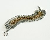 Chainmaille Bracelet Stainless Steel Brass Copper Rings European 4 in 1 - 7 1/4" Chain Maille Mail Bracelet Antiqued Copper & Brass