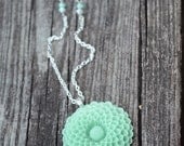 Mint Zinnia Flower Necklace